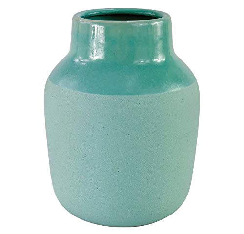 Symmetric Matrix Ceramic Vase for Home Decor - Teal Flower Vases for Shelf