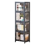 360 Rotante Libreria, Chiaro Acrilico bambù Espositore, Mansale A Pavimento Antipolvere per Camera da Letto Soggiorno Ufficio, Facile Accesso unità di Stoccaggio con Base Robusta