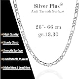 QUADRI - Mens Silver Chain Made in Italy - 925 Sterling Silver Necklace for Men - 7mm Figaro Link Chain Necklace - 18" - 46 cm - Image 2