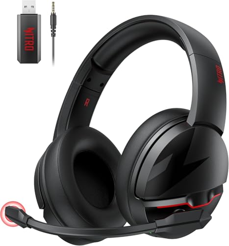 Image of acer Wireless Gaming Headset, PS5 Headset with 2.4GHz for Ps5, Ps4, PC, Switch, Bluetooth 5.3 + 100Hrs Gaming Headphones with Noise Canceling Mic for Laptop, Mobile, Mac, 50mm Drivers (Black)
