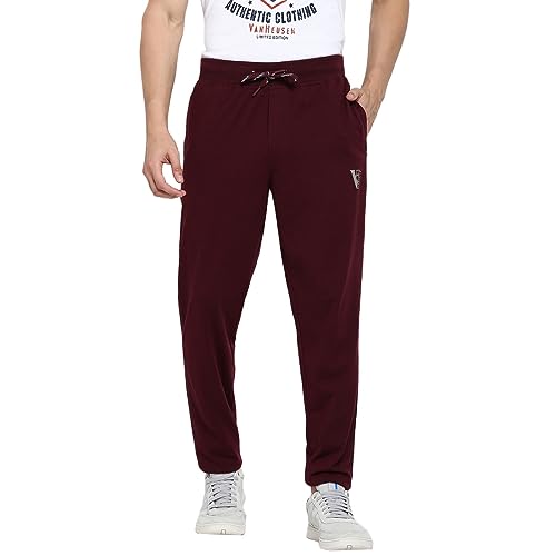 Image of Van Heusen Men's Track Pant | Side Zipper Pockets |Mid-Rise| Comfort Fit | Cotton Blend | Breathable & Casual | Easy Stain Release| Anti-Static Fabric | Activewear | Drawstrings | Style 50052