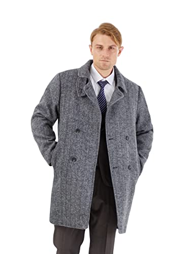 Image of WULFUL Men Wool Trench Coat Slim Fit Winter Coat