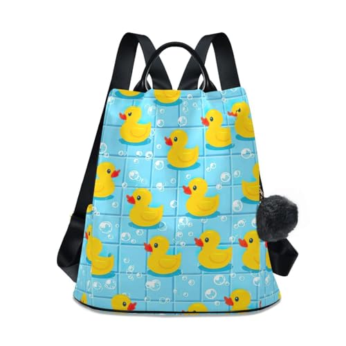 Mochila antirrobo con patos amarillos ideal para viajes urbanos de mujer