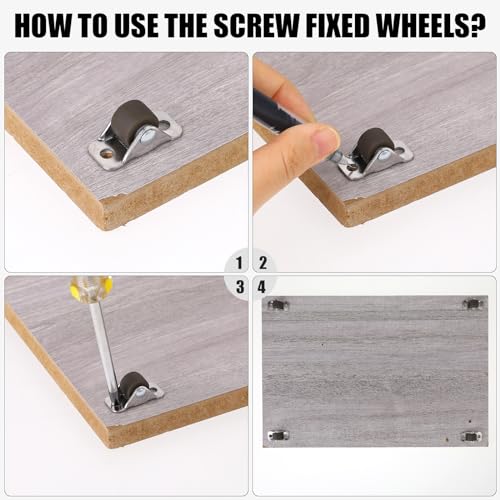 Möbelrollen, 8 Stück 1,2 cm Kleine Gummi Rollräder mit Stahloberplatte, Mini Lenkräder, Feststehende Metallplatte, Gummi Lenkräder mit Niedrigem Profil für Kleingeräte, Möbel, DIY Projekte