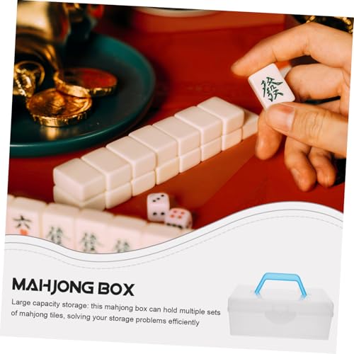 Caja organizadora de fichas Mahjong de plástico con asa miniatura 3