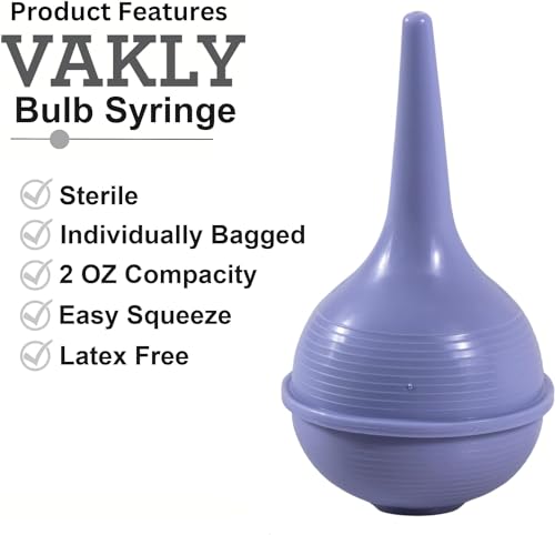 Vakly Sterile Rubber Ear Suction Ulcer Bulb [5 Pack] Ear and Nasal Sucker Ball for Washing Cleaning and Wax Removal – Easy Squeeze for Baby and Adults (Sterile 2oz) - Thumbnail 2