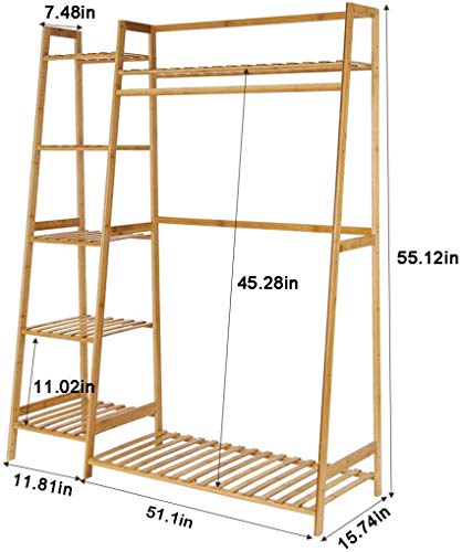 House of Quirk Store House of Quirk Bamboo Wood Clothing Rack 130CM - Image 3