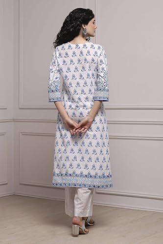 Image of BIBA Women Cotton Printed Straight Suit Set