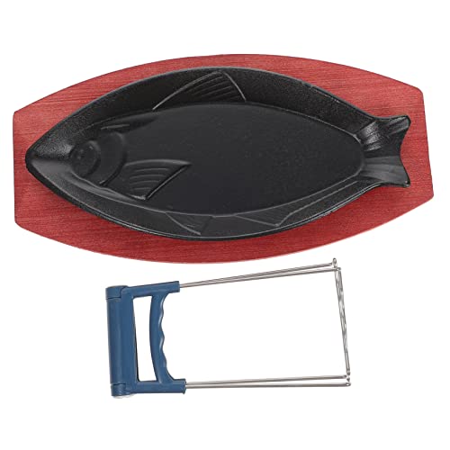 GRIRIW 1Set Fish Shaped Frying Pan Portable Non Stick Bbq Plate for Home Cooking Materials for Steaks and Parties
