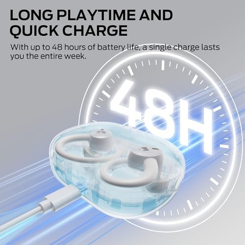 Monster N-Lite 216 Wireless Earbuds, Sports Ear Buds with Earhooks, ENC Noise Cancelling Mic,IPX6 Waterproof. Bluetooth 6.0 Headphones Stereo Bass Ear Buds 48H Playtime with LED Display White - 4