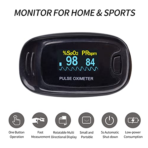 Contec Cms50Na Pulse Oximeter Fingertip Blood Oxygen Saturation Monitor Spo2 And Pr Value Waveform Blood Oxygen Neck/Wrist Corda, Black #TOP1