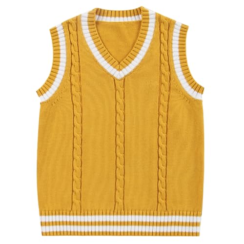 SANGTREE Women & Kids Uniform V Neck Cable Knit Sleeveless Sweater Vest