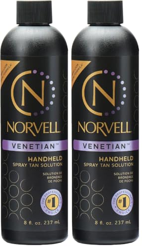 Image of Norvell Premium Spray Tan Solution Venetian 8 fl oz - Professional Sunless Tanning Formula for Natural Bronze Glow, Streak-Free, Fast-Drying, Long-Lasting Color (Pack of 2)