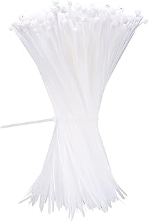 White Zip Ties 12 Inch Heavy Duty Clear 1000 Pack Tensile Strength 50 lbs UV Resistant Industrial Cable Ties Self Locking Zipties Wire Ties Wrap Indoor Outdoor Use for Fence Garage Camping, Zcpotizi