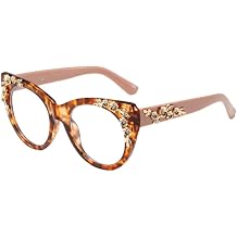 Shiratori Retro Cat-Eye Computer Blue Light Blocking Glasses for Women - Clear Lenses Non-Prescription Decorative Eyewear