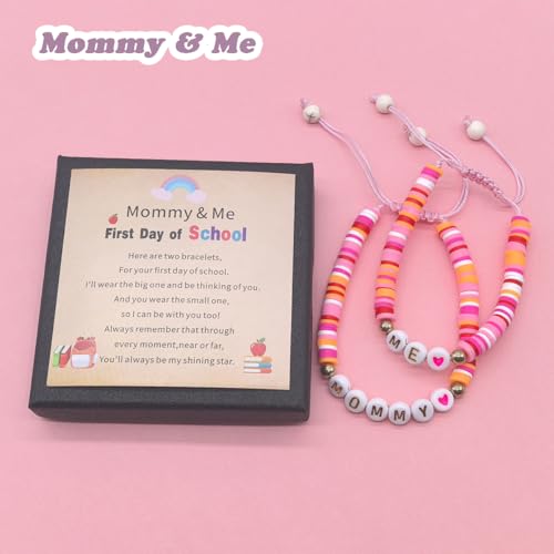 Image of First Day of School Gifts for Girl Mommy and Me Back to School Bracelets