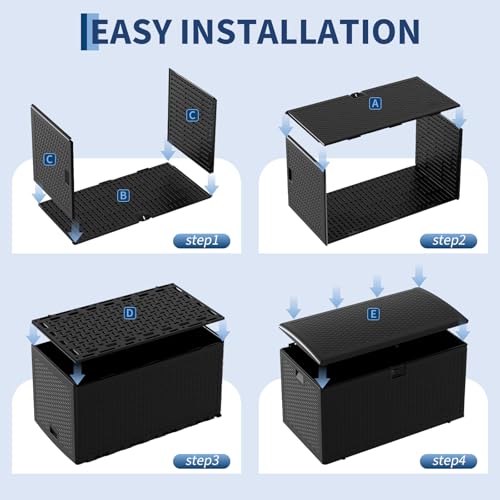 Doppeltcharms 73 Gallon Lockable Outdoor Storage Bench Box, Waterproof & UV Resistant Patio Deck Container for Cushions, Pool Supplies & Yard Toys — view 6