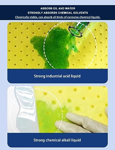 Alfombrilla absorbente de aceite para control de derrames químicos, ácidos agresivos, álcalis, almohadillas absorbentes de aceite para uso en interiores y exteriores, 50 hojas