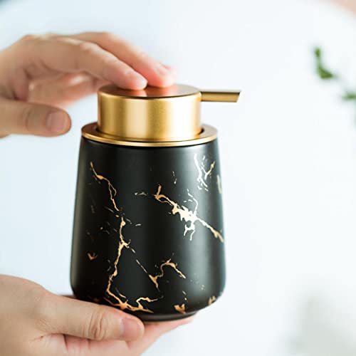 400Ml Cute Ceramic Soap Dispenser, Bathroom Countertop Lotion Dispenser Liquid Hand Soap Dispenser Bottle Soap Pump Dish Soap Dispenser For Kitchen (Black) #TOP1