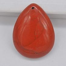 Calvas 40x30MM Mixed Stone Bead Teardrop CAB Cabochon Hole Jewelry for Woman Gift Pendant 1PCS H150-H160 - Color Red Jasper