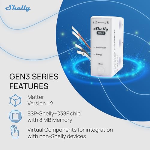 Image of Shelly 3EM-63W Gen3 | Wi-Fi Operated Smart 3-Phase Energy Meter | Home Automation | Compatible with Alexa & Google Home | iOS Android App | No Hub Required | Data Logging | Solar Photovoltaic Ready