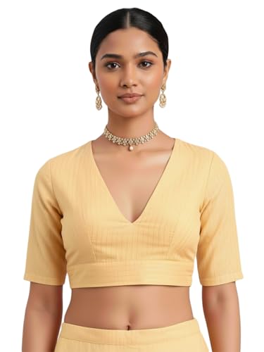 Image of Thevasa Women's Everyday Divine Depth V Neck Half Sleeves Blouse