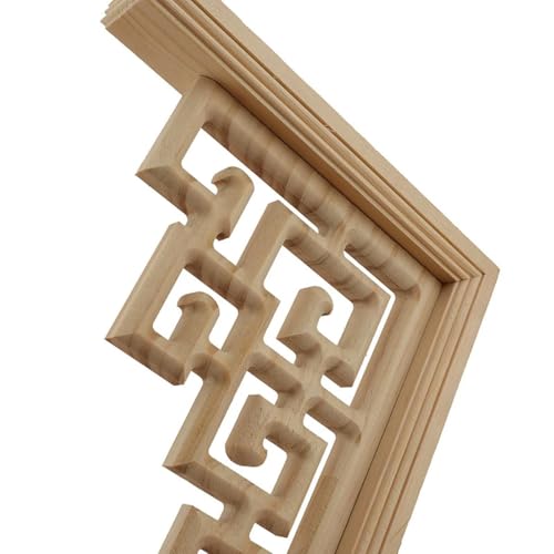 Statue d'angle florale chinoise double face en bois brut 25x15