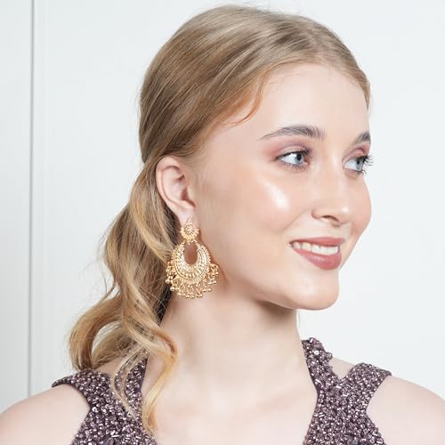 Touchstone Indian Bollywood Desire Tribal Boho Chic Moon Chandbaali Theme Designer Earrings For Women.2