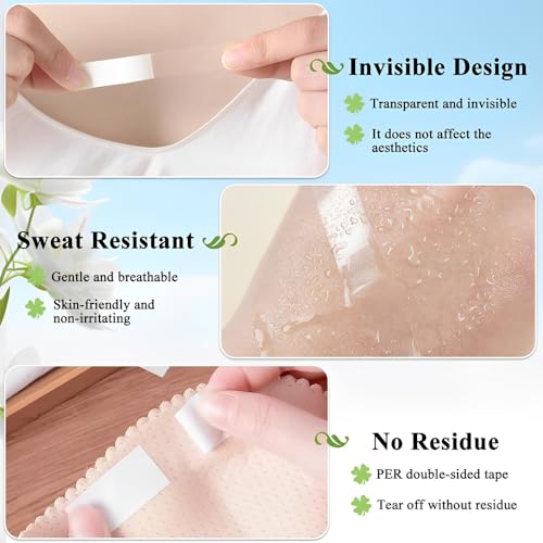 MIETONG Fashion Tape Doppelseitig, 108 Stück Klebestreifen Kleidung Body Tape, Doppelseitiges Klebeband Kleidung Transparent, BH Tape für Mode Körper Clothing Zubehör Abendkleidung Hemden Tape