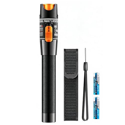 10mW Localisateur Visuel de Défauts Testeur de Fibre Optique Stylo de Test de Câble Portable avec 2,5 mm Interface 10KM de portée pour Câbles Monomodes et Multimodes(Orange)