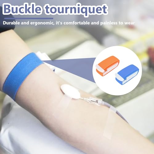 2 Stück Stauschlauch,Stauschlauch Blutabnahme,Hochflexibel Tourniquet,Blutabnahme Set,Medical Nurse Tourniquet, Mit Einzigartigem Verschlusssystem Fur Camping Wandern Kampf Bergsteigen(Orange+Blau)