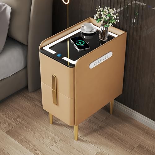 FBHDKJNFG for Bedroom Stylish End Side Table with Lights Premium Nightstand(White,45cm/17.7in)