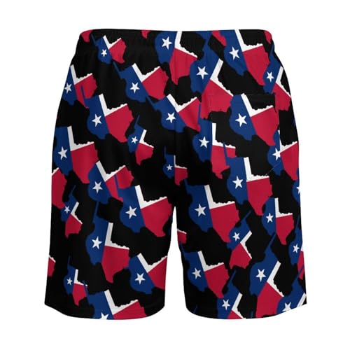 Flag Map of Texas Mens Swim Trunks Swimming Board Shorts with Compression Liner Summer Beach Bottom4