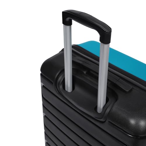 Image of Yayavar Tokyo Dual Colour Hard-Sided Suitcase Bag - 84L| Dual Color Trolley with 4 Spinner Wheels, Number Lock, Water Resistant | Luggage Bag for Travel (Teal & Black, 66cm, Medium)