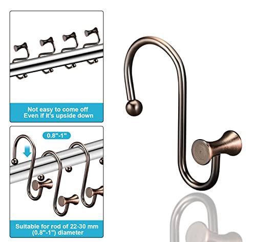 Candygrid Bronze Shower Curtain Hooks Rings, T-Bar Vintage Metal Decorative Shower Curtain Hooks Rust Proof, Shower Curtain Rings Bronze For Bathroom Shower Rod, Set Of 12, Oil-Rubbed Bronze #TOP3