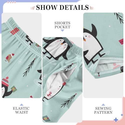 Boys' Pants Penguin Robin Gifts Christmas Tree Blue Long Bottom Jogger Pants Elastic Waist Trousers with Pockets S-XL4