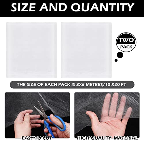 2 Packs Garden Mesh Netting Insect Mosquito Netting Large Bird Netting Ultra Fine Garden Netting White Greenhouse Cover For Plant Vegetable Fruits Flowers Tree Frost Animals Protection (10 X 20 Ft) #TOP1