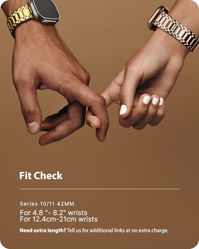 Image of Fullmosa Metal Bands with Case [Watch NOT Included] Compatible with Apple Watch Strap 42mm (Series 10 /11), Steel Apple Watch Band for iWatch Series 10 11,42mm（S11 /10,Rose Gold
