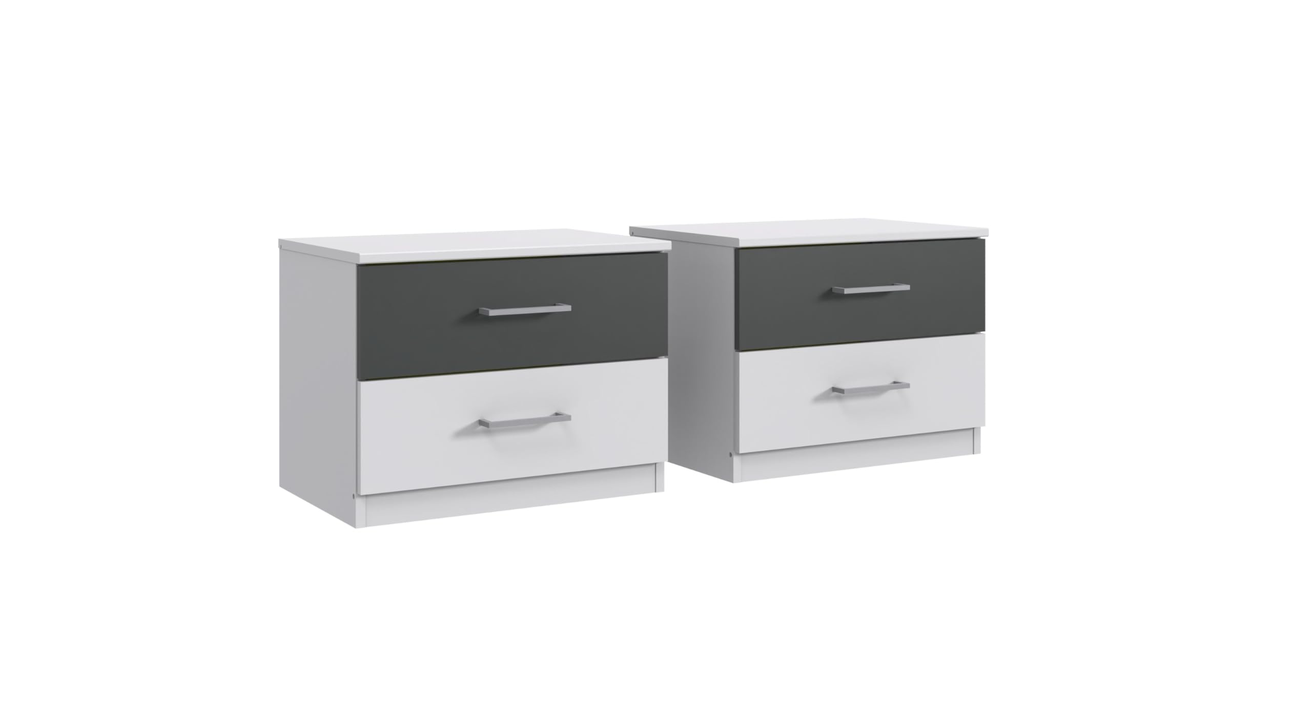 möbelando Komplettschlafzimmer >Angie< in Weiss + Graphit - 519x208x210cm (BxHxT)