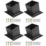 Sawhamale Staffe inclinate per pergola da tetto per pali da 10,2 x 10,2 cm, kit di supporto per gazebo ad angolo di 15 gradi con hardware, staffa unidirezionale in acciaio nero per esterni (4 pezzi)