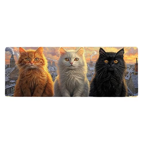 Grand Tapis de Souris, 90x180cmx3mm, Tapis Souris Gamer, Extended Desk Mat, Base en Caoutchouc, Couture Le Bord, Protection de Table, Fourniture Bureau Accessoire, CheminéE pour Chat D4YY-818