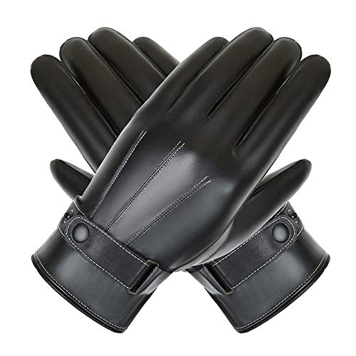 MANEKI レザー手袋 タッチパネル対応 滑り止め付き バイクグローブ メンズ 革 裏起毛 防風保温 アウトドアグローブ ビジネス スマホ対応 自転車 裏起毛 防寒 防水 作業
