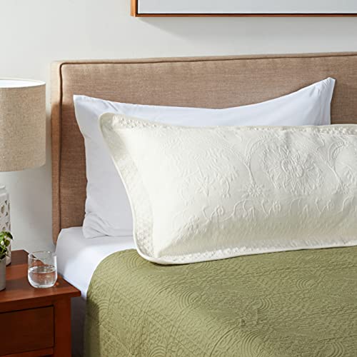 Historic Charleston King Charles Classic European Matelasse Cotton Decorative Pillow Case, King Sham (20" X 36"), Ivory #TOP4