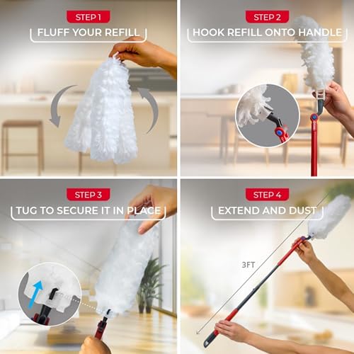 O-Cedar Flex & Catch Heavy Duty Dusting Kit with 3 Disposable Duster Refills | New & Improved Model | Extendable 3 Ft Handle with Stay-On Duster Hook | Traps 3X More Dust Than Feather Dusters - image 2