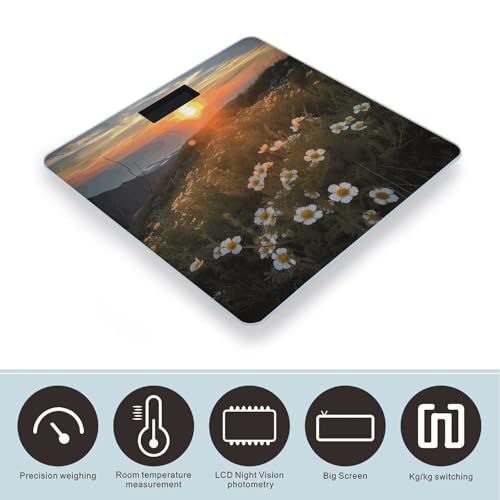 Báscula digital de baño Sunset y flores 400lb vidrio templado miniatura 3