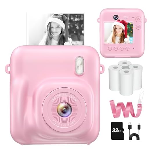Instant Camera, Dual-Lens Kids Camera Instant Print for Boys Girls Christmas Birthday Gifts, 1080P Digital Cameras for Kids Teens with Print Paper, 32GB Card, Toddle Toy for Age 4-12 Years(Pink)