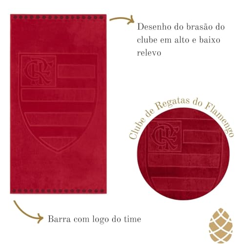 Buettner, Toalha De Banho Time Jacquard Flamengo Buettner Vermelha