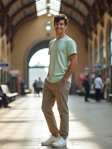 Image of NOBERO Men's Cotton Regular Fit Letter Print T-Shirt