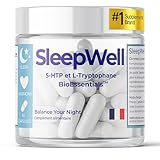 SleepWell® L-Tryptophan 500 mg - Formule Unique 5-HTP & 5-MTHF - Soutien naturel pour la sérotonine, relaxation & sommeil réparateur - Avec Griffonia & Magnésium pour soulagement du stress, 60 caps