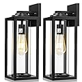 16inch Large Outdoor Wall Lights - 2 Packs Modern Black Exterior Light Fixture with Clear Glass Shade, Waterproof Porch Lighting for House, Farmhouse Sconces Lantern for Front Door, Garage
